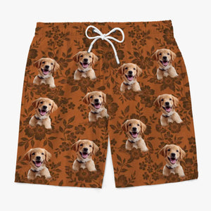 Custom Photo Sandy Paws & Aloha Days - Dog & Cat Personalized Custom Tropical Hawaiian Aloha Men Beach Shorts - Summer Vacation Gift For Pet Owners, Pet Lovers