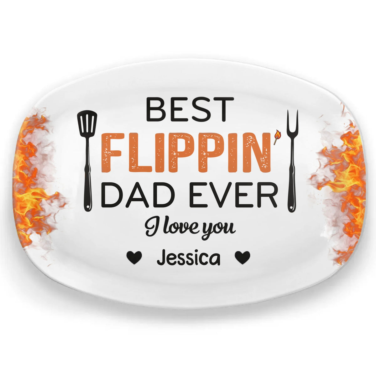 Best Flippin’ Dad Ever - Family Personalized Custom Platter - Father's Day, Gift For Dad, Grandpa