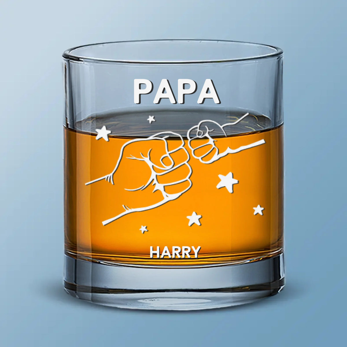 Fist Bumps And Good Times - Family Personalized Custom Whiskey Glass - Father's Day, Gift For Dad, Grandpa