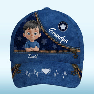 Grandpa And His Stars - Family Personalized Custom Hat, All Over Print Classic Cap - Father's Day, Gift For Dad, Grandpa