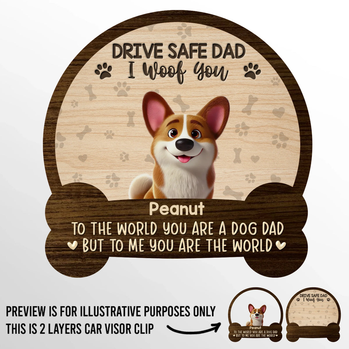 Best Dog Dad Ever, I Woof You - Dog Personalized Custom Car Visor Clip - Father's Day, Gift For Dad, Pet Owners, Pet Lovers