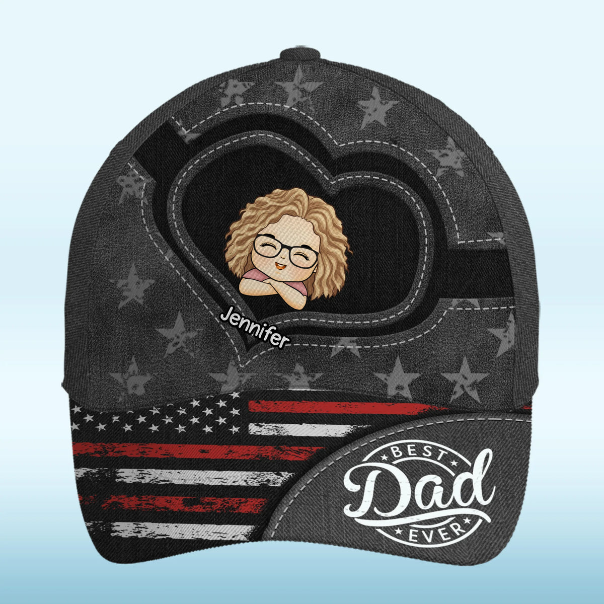 Wearing My World Close To My Heart - Family Personalized Custom Hat, All Over Print Classic Cap - Father's Day, Gift For Dad, Grandpa