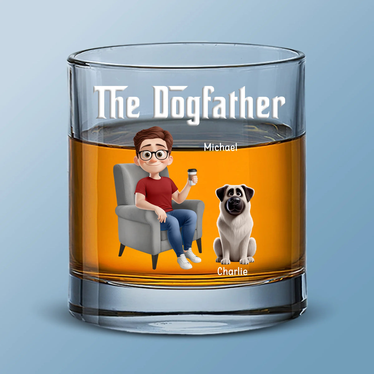 My Tail Wags For One Man Only - Dog Personalized Custom Whiskey Glass - Father's Day, Gift For Pet Owners, Pet Lovers