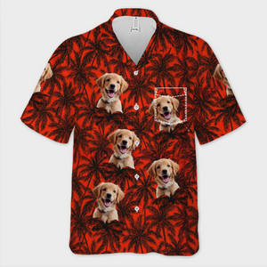 Custom Photo Paws And Palm Trees - Dog & Cat Personalized Custom Unisex Tropical Hawaiian Aloha Shirt - Summer Vacation Gift, Gift For Pet Owners, Pet Lovers