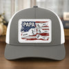 Papa & His Crew - Family Personalized Custom Leather Patch Mesh Cap - 4th Of July, Gift For Dad, Grandpa