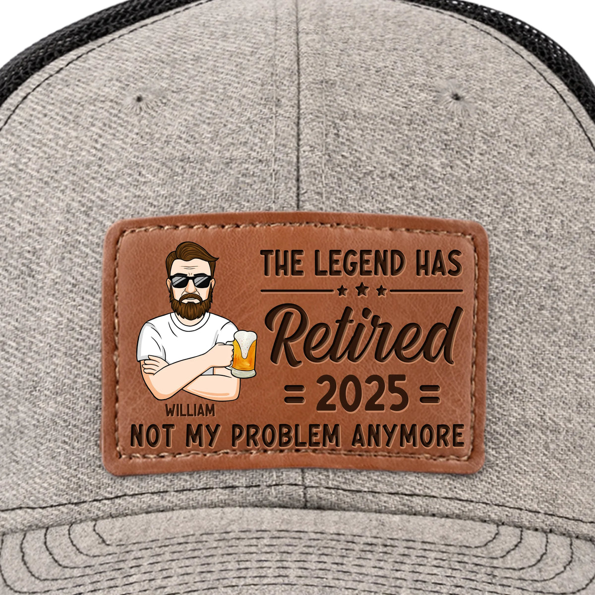 Custom Leather Patch Hat - Personalized Retirement Gifts For Women, Men - Not My Problem Anymore
