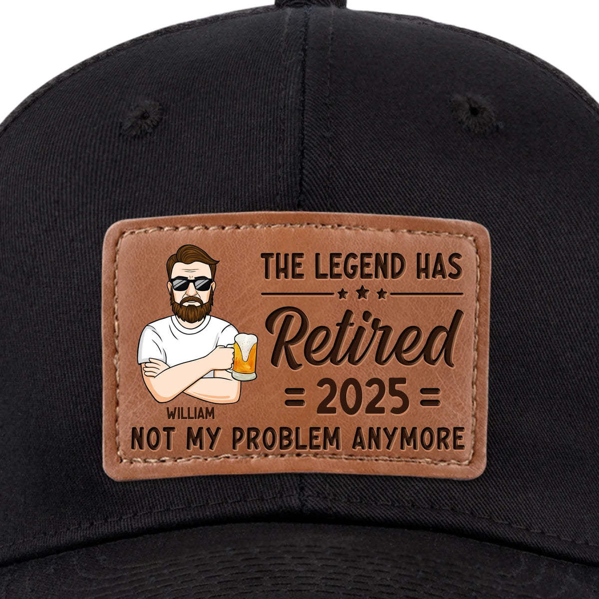 Custom Leather Patch Hat - Personalized Retirement Gifts For Women, Men - Not My Problem Anymore