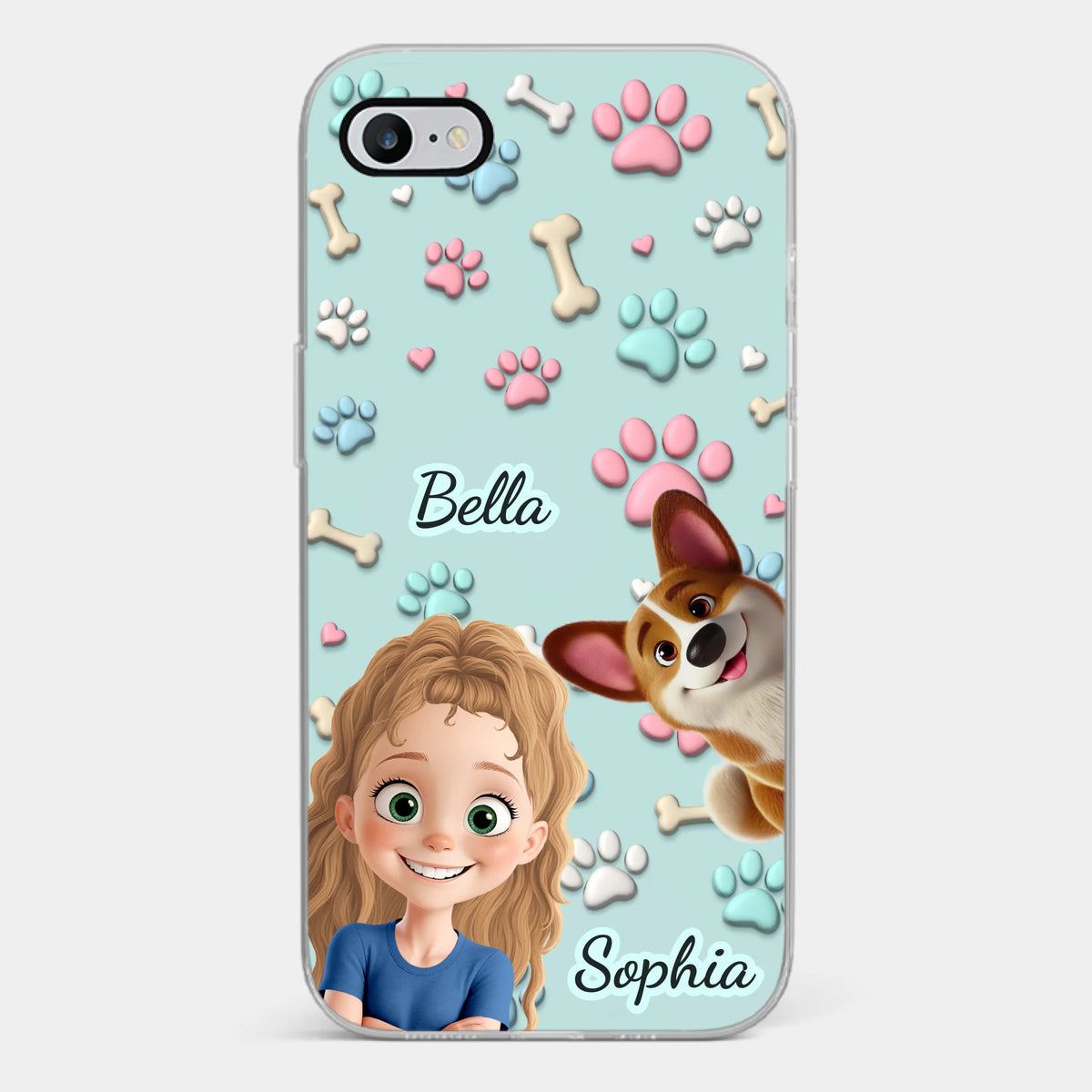 Custom 3D Inflated Effect Printed Clear Phone Case - Personalized Birthday Gifts For Dog Lovers, Dog Dad And Mom - Pawfect Moments Together