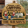 Custom Shaped Home Decor Wood Sign - Personalized Camping Gifts For Husband And Wife, Him And Her - Camping Partners For Life