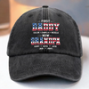 Custom Vintage Washed Denim Baseball Cap US - Personalized 4th Of July Gifts For Dad, Grandpa - First Dad, Now Grandpa