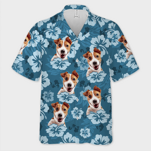 Custom Photo Unisex Tropical Hawaiian Aloha Shirt - Personalized Summer Vacation And Travel Gifts For Dog Cat Lovers, Dog Dad And Mom, Cat Owners - Island Vibes, Puppy Love