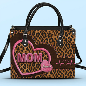 Custom Leather Handbag - Personalized Mother's Day Gifts For Mother, Grandmother - From My Heartbeat To Yours
