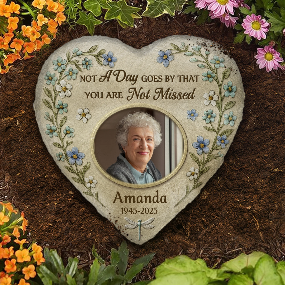 Custom Photo Heart Shaped Memorial Stone - Personalized Memorial Sympathy Gifts For Loss Of Mom, Dad - Memories Last Forever