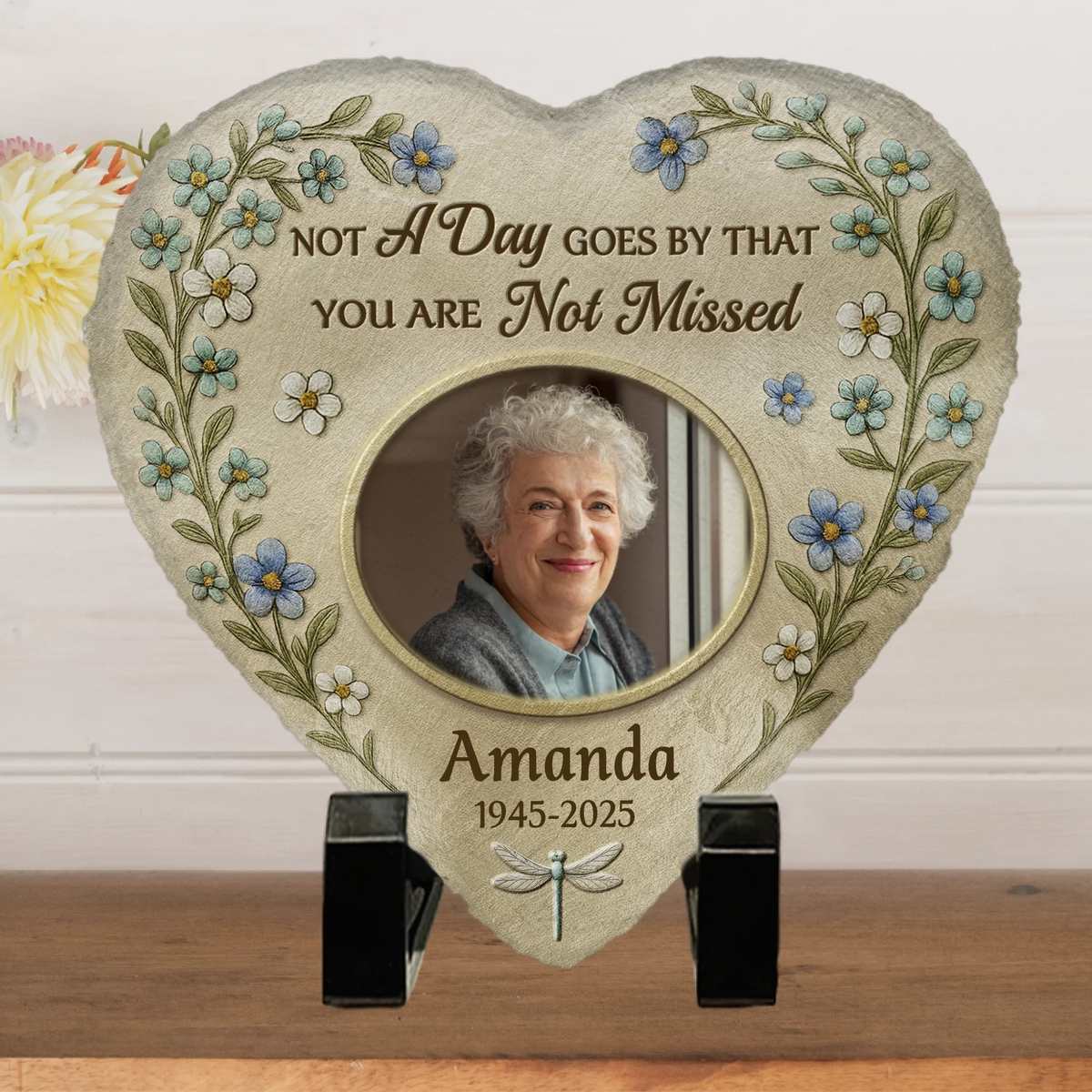 Custom Photo Heart Shaped Memorial Stone - Personalized Memorial Sympathy Gifts For Loss Of Mom, Dad - Memories Last Forever