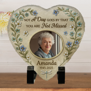 Custom Photo Heart Shaped Memorial Stone - Personalized Memorial Sympathy Gifts For Loss Of Mom, Dad - Memories Last Forever