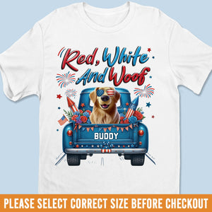 Custom Unisex T-shirt, Premium T-shirt, Hoodie - Personalized 4th Of July Gifts For Dog Lovers, Dog Dad And Mom - Fetching Freedom