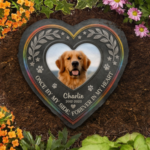 Custom Photo Heart Shaped Memorial Stone - Personalized Pet Memorial Gifts For Dogs, Cats - Heart Full Of Memories