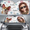 Custom Auto Windshield Sunshade, Car Window Protector - Personalized Birthday Gifts For Dog Lovers, Dog Dad And Mom - Just Me And The Fluff Squad