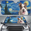 Custom Photo Auto Windshield Sunshade, Car Window Protector - Personalized Birthday Gifts For Dog Cat Lovers, Dog Dad And Mom, Cat Owners - Painted In Fur And Stars