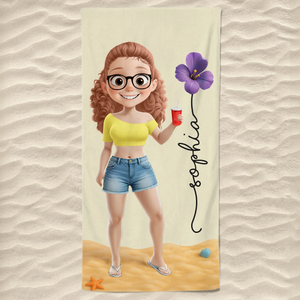 Custom Beach Towel - Personalized Summer Vacation And Travel Gifts For Women, Men - Tan Lines And Good Times