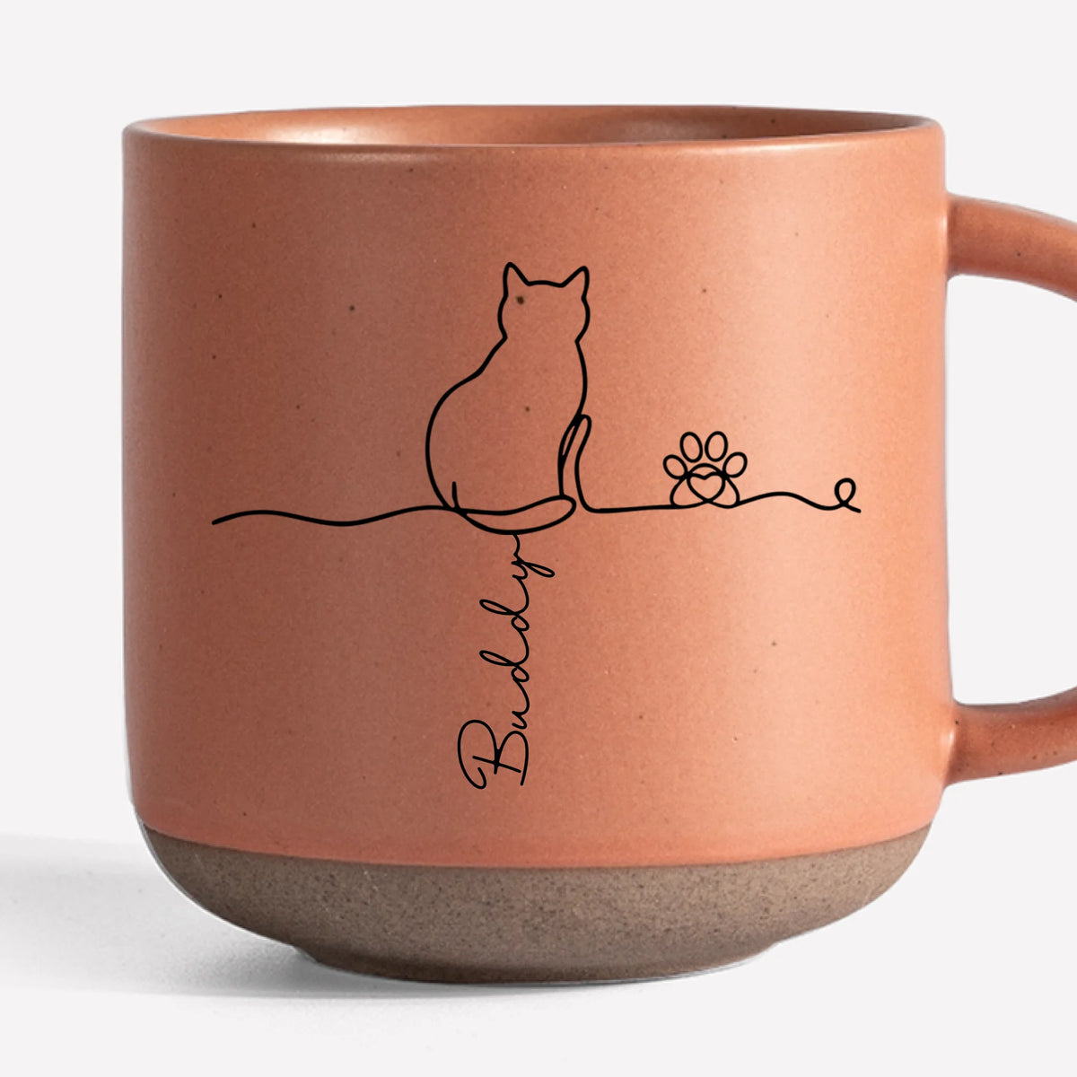 Custom Printed Pottery Mug - Personalized Pet Memorial Sympathy Gifts For Cats - Minimalist, Maximum Love