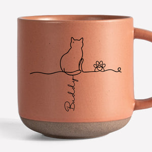Custom Printed Pottery Mug - Personalized Pet Memorial Sympathy Gifts For Cats - Minimalist, Maximum Love