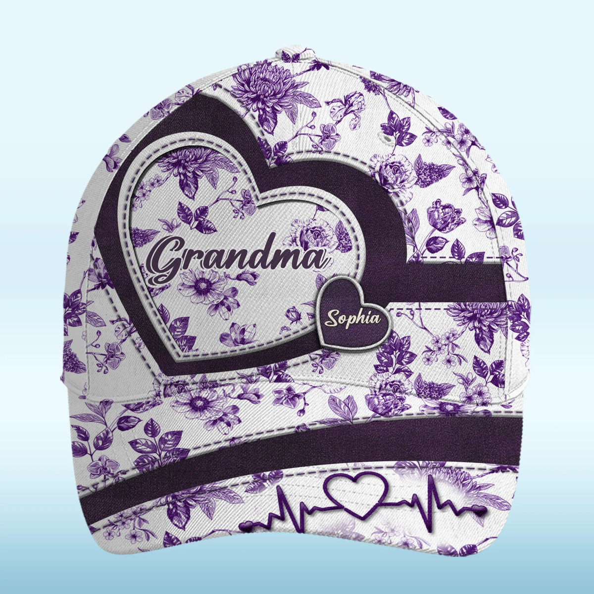 Custom Hat, All Over Print Classic Cap - Personalized Birthday Gifts For Mom, Grandma - Love Blooms With Grandkids