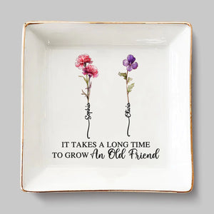 Custom Jewelry Dish - Personalized Best Friend Birthday Gifts For Women - Together We Grow, Together We Thrive
