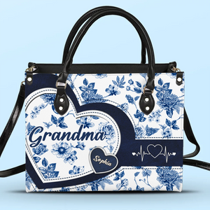 Custom Leather Handbag - Personalized Birthday Gifts For Mom, Grandma - Generations Bound By One Heart