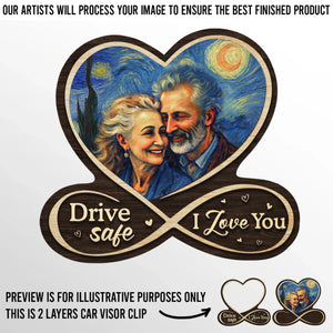 Custom Photo Car Visor Clip - Personalized Anniversary Wedding Gifts For Husband And Wife, Him And Her - Your Smile Is My Destination