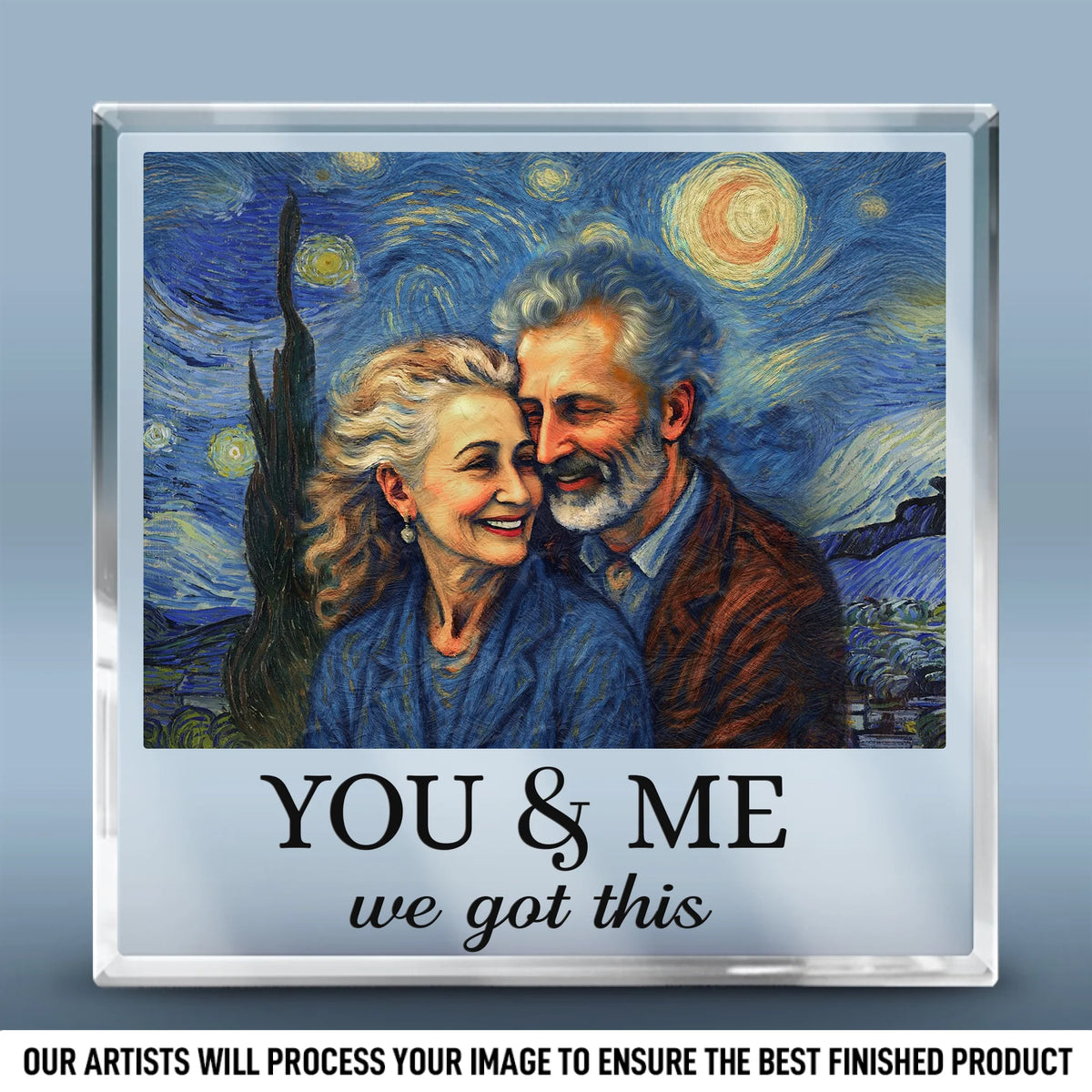 Custom Photo Square Shaped Acrylic Plaque - Personalized  Anniversary Wedding Gifts For Husband And Wife, Him And Her - You & Me, Written In The Stars