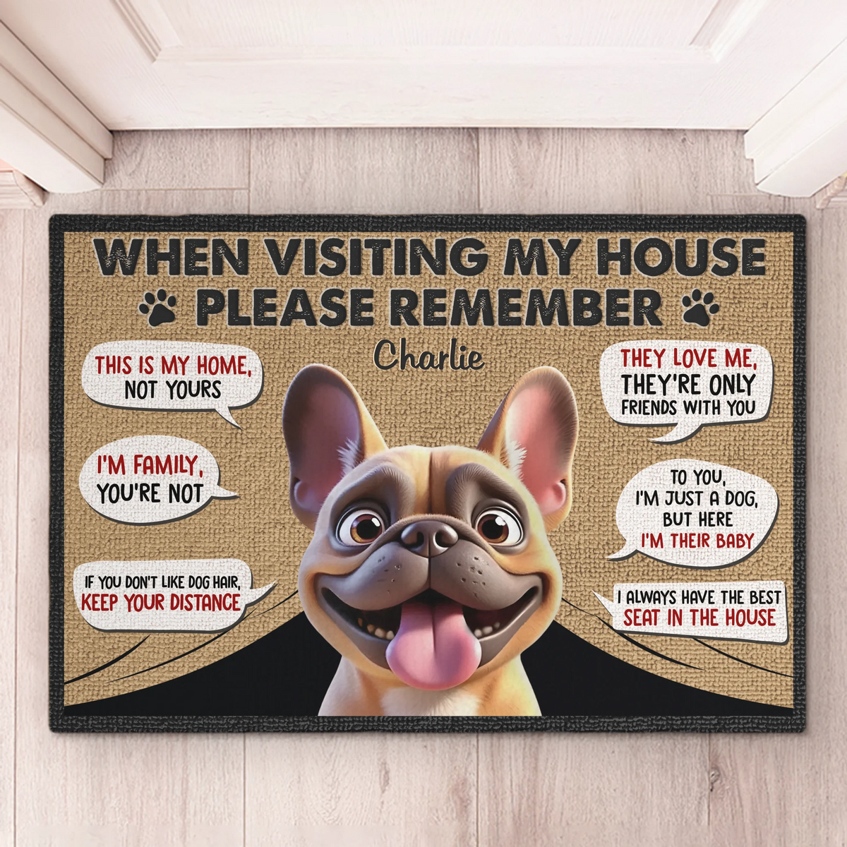 Custom Home Decor Decorative Mat - Personalized Birthday Gifts For Dog Lovers, Dog Dad And Mom - The Dog Approves All Visitors