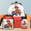 Custom Photo Kids Backpack, Water Bottle, Lunch Bag - Personalized Back To School Gifts For Kids - Ride The Firetruck To School