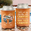 Custom Leather Can Cooler - Personalized Anniversary Wedding Gifts For Campers, Husband And Wife, Him And Her - Lost In The Woods, Found A Beer