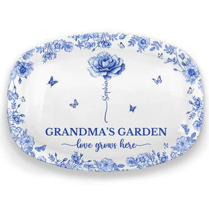 Custom Platter - Personalized Birthday Gifts For Mom, Grandma - Floral Roots Of Everlasting Love
