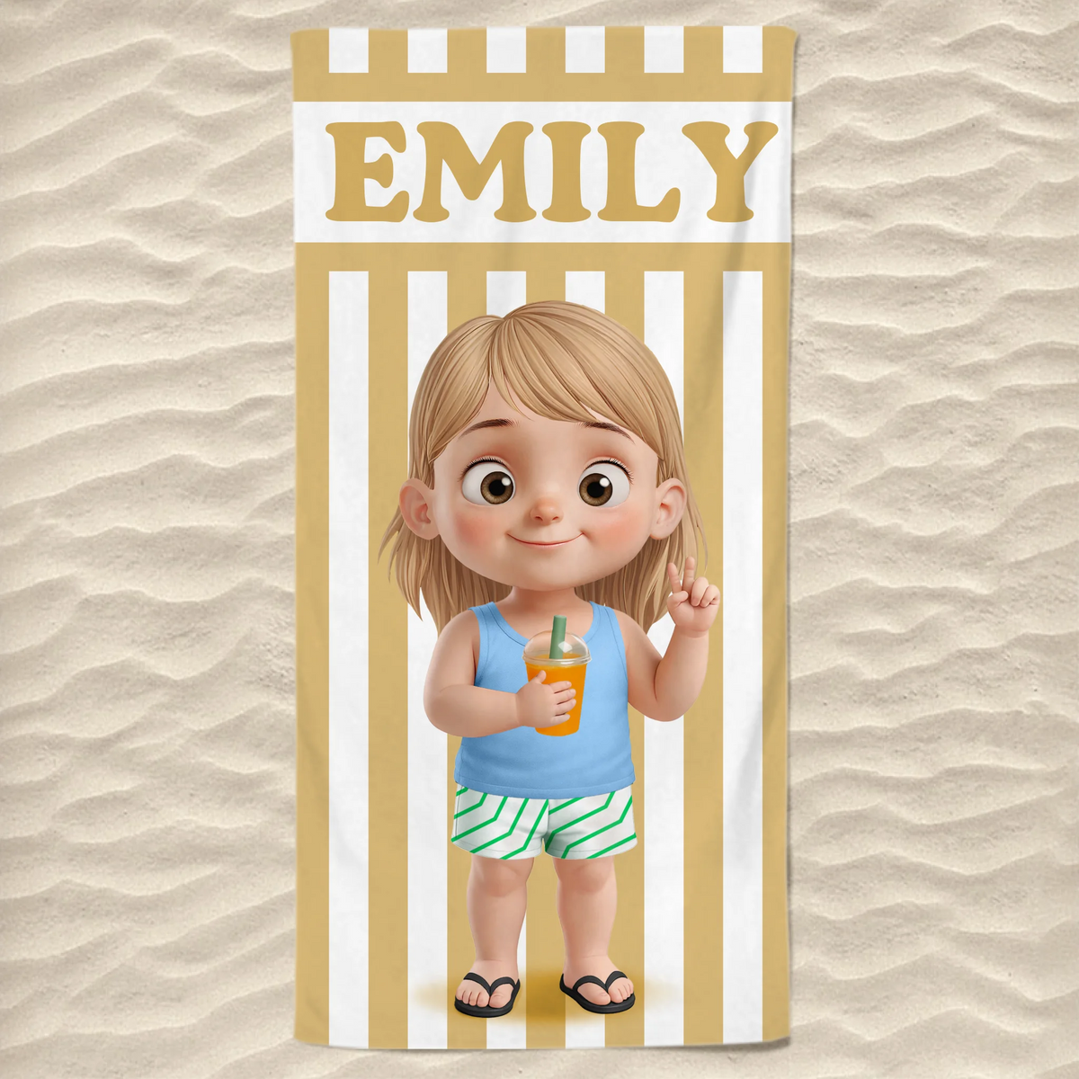 Custom Beach Towel - Personalized Summer Vacation And Travel Gifts For Family, Kids - Poolside Cuteness Overload