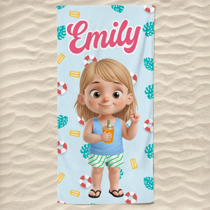 Custom Beach Towel - Personalized Summer Vacation And Travel Gifts For Family, Kids - Summer Splash Vibes Only