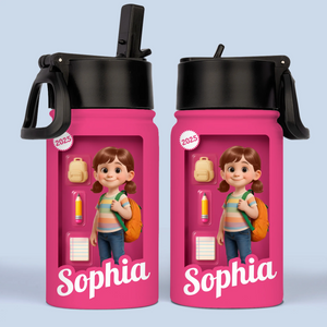 Custom 3D Inflated Effect Printed Kids Water Bottle - Personalized Back To School Gifts For Kids - Every Day Is A New Page In Your Story
