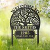 Custom Metal Garden Stake - Personalized Birthday Gifts For Mom, Dad, Kids - Welcome To Our Happy Home