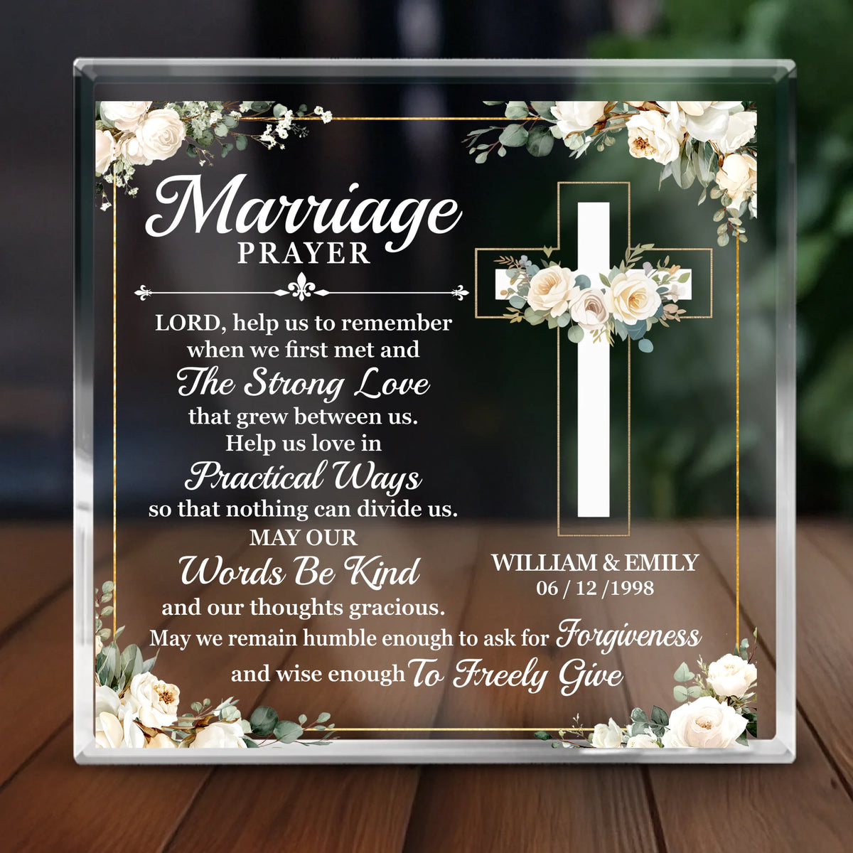 Custom Square Shaped Acrylic Plaque - Personalized   Anniversary Wedding Gifts For Husband And Wife, Him And Her, All Believers, Jesus Lovers - Rooted In Love
