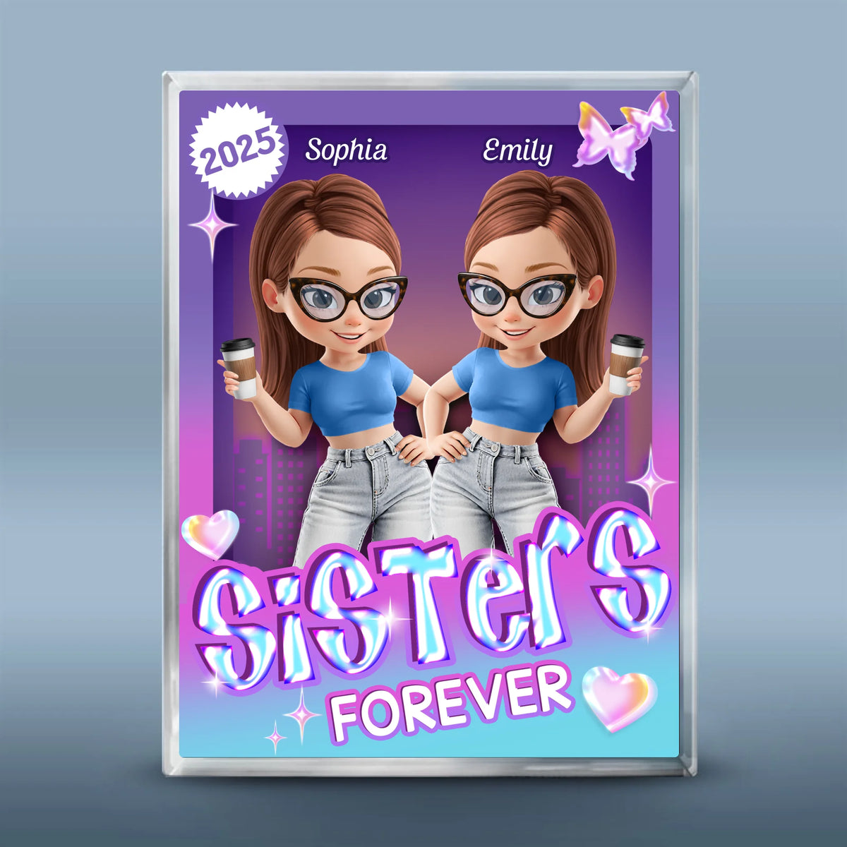 Custom Rectangle Shaped Acrylic Plaque - Personalized Best Friend Birthday Gifts For Women, Besties, Sisters, BFF - Besties Forever Stronger Together