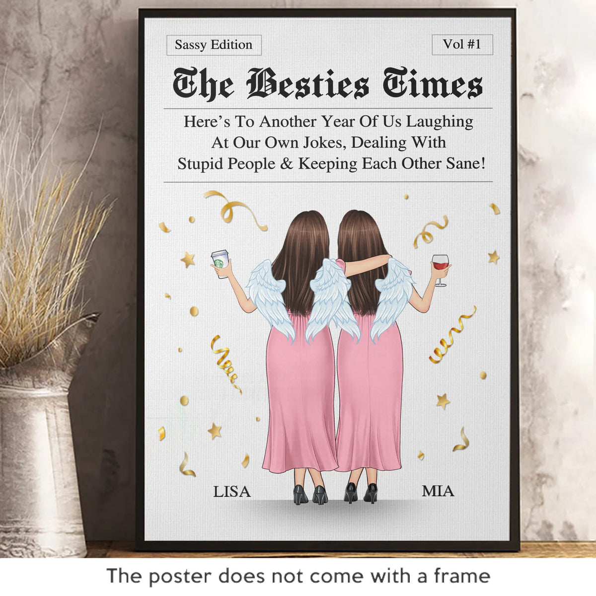 Custom Vertical Poster - Personalized Best Friend Birthday Gifts For Women, Besties, Sisters, BFF - The Besties Times