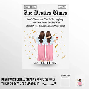 Custom Car Visor Clip - Personalized Best Friend Birthday Gifts For Women, Besties, Sisters, BFF - Partners In Fun Always