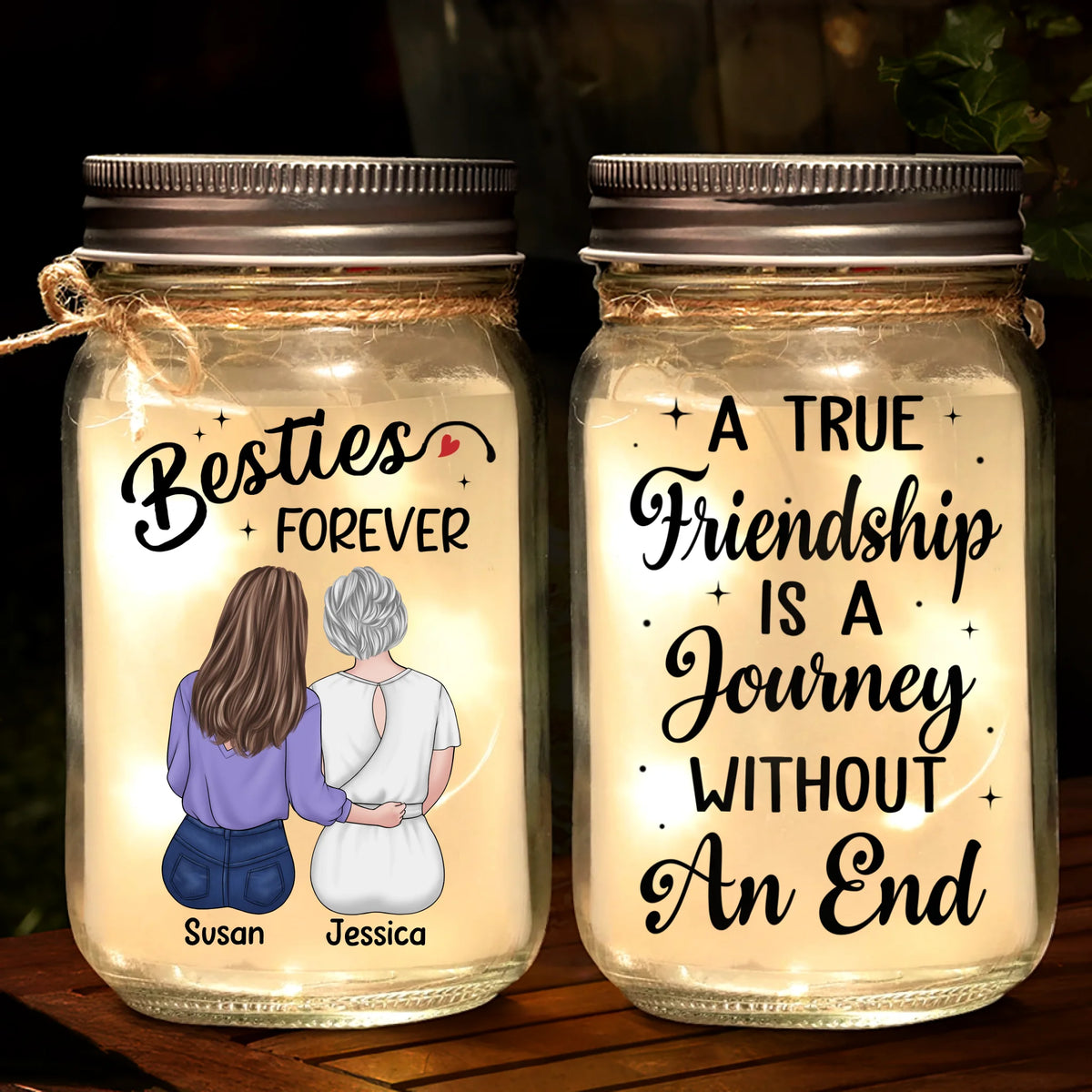 Custom Mason Jar Light - Personalized Christmas Best Friend Birthday Gifts For Women, Besties, Sisters, BFF - We Rock This World
