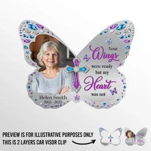 Custom Photo Car Visor Clip - Personalized Memorial Sympathy Gifts For Loss Of Mom, Dad -Together Again In Heaven