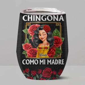 Custom Wine Tumbler - Personalized Hispanic Month Birthday Gifts For Hispanics And Latinos, Women - Beauty With Bite, Grace With Grit