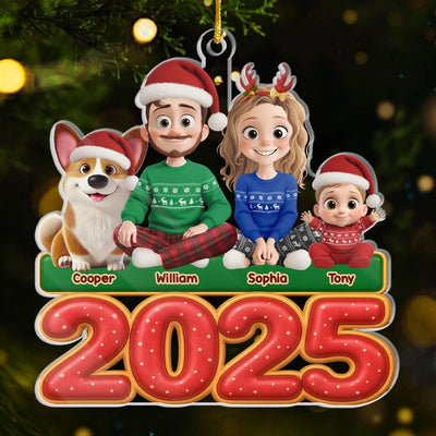 Custom Acrylic Ornament - Personalized Christmas Birthday Gifts For Family, Dog Cat Lovers - New Year, Same Goofy Crew