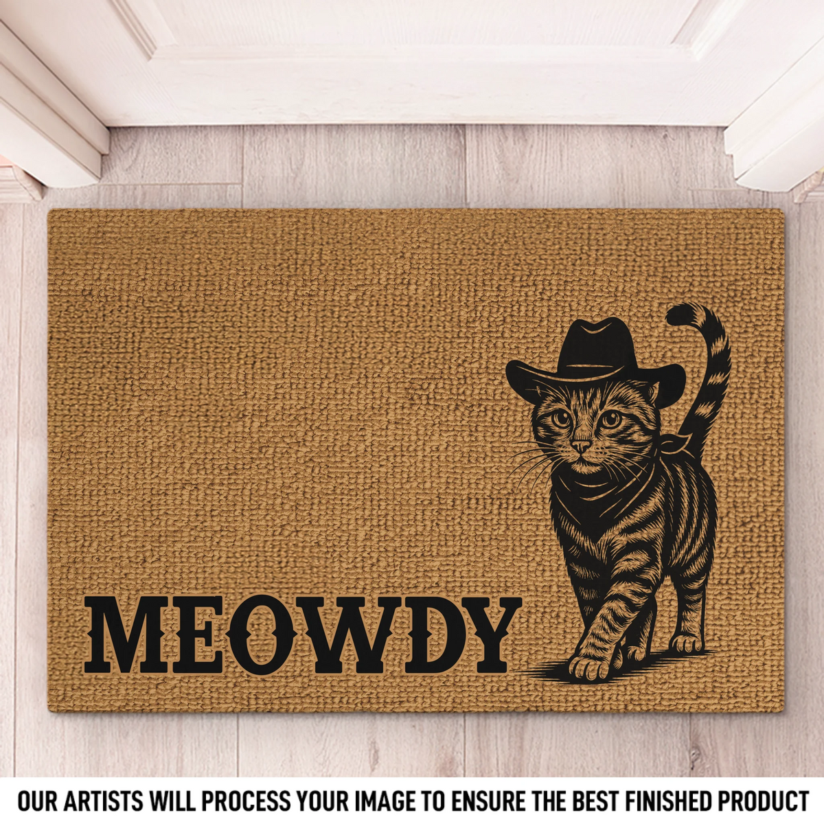 Custom Photo Home Decor Decorative Mat - Personalized Birthday Gifts For Cat Lovers, Cat Mom And Dad - Home Of The Cowboy Cat