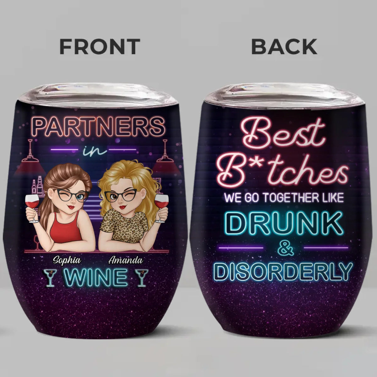 Custom Wine Tumbler - Personalized Best Friend Birthday Gifts For Women, Besties, Sisters, BFF - Crazy Fun Never Ends With Besties