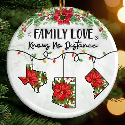 Custom Long Distance Ceramic Ornament - Personalized Christmas Birthday Gifts For Mom, Dad, Brother, Sister, Kids - Never Apart Always Family